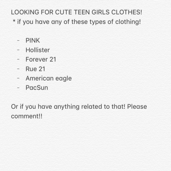 LOOKING FOR CUTE TEEN GIRL CLOTHING! - Picture 1 of 1